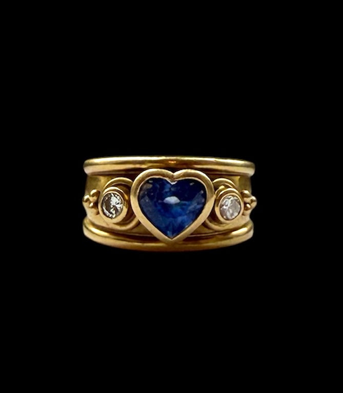 18ct 750 sapphire and diamond ring size N 1/2 11.3g circa 2001