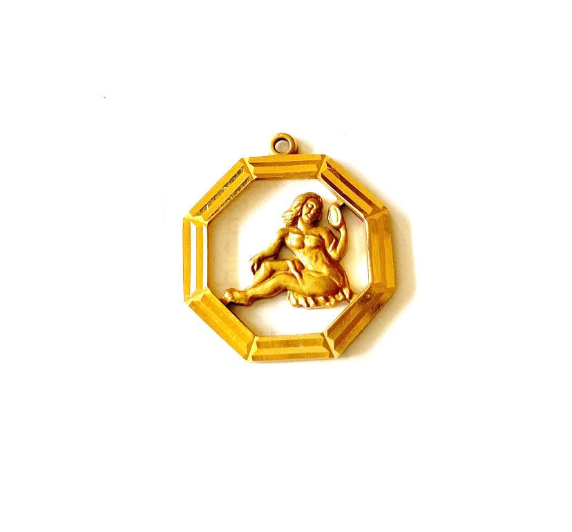 9ct 375 vintage gold virgo charm by Georg Jensen circa 1970