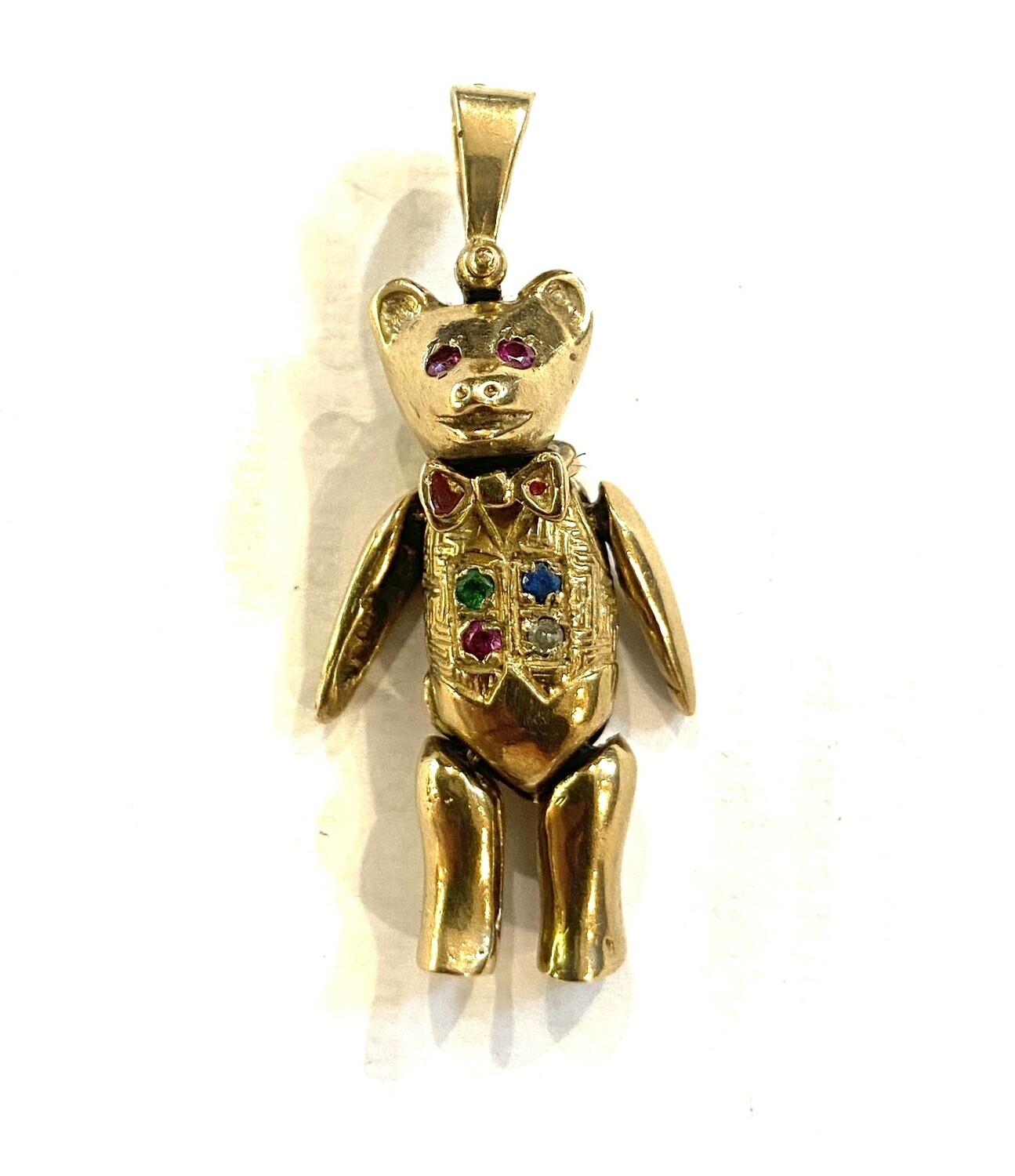 9ct teddy bear charm articulated and large