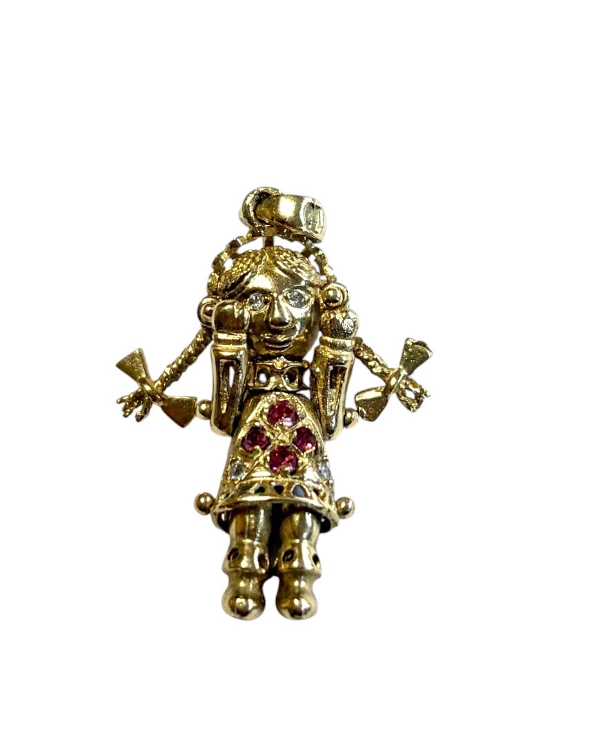 9ct vintage doll charm / pendant   9ct rug rat charm articulated