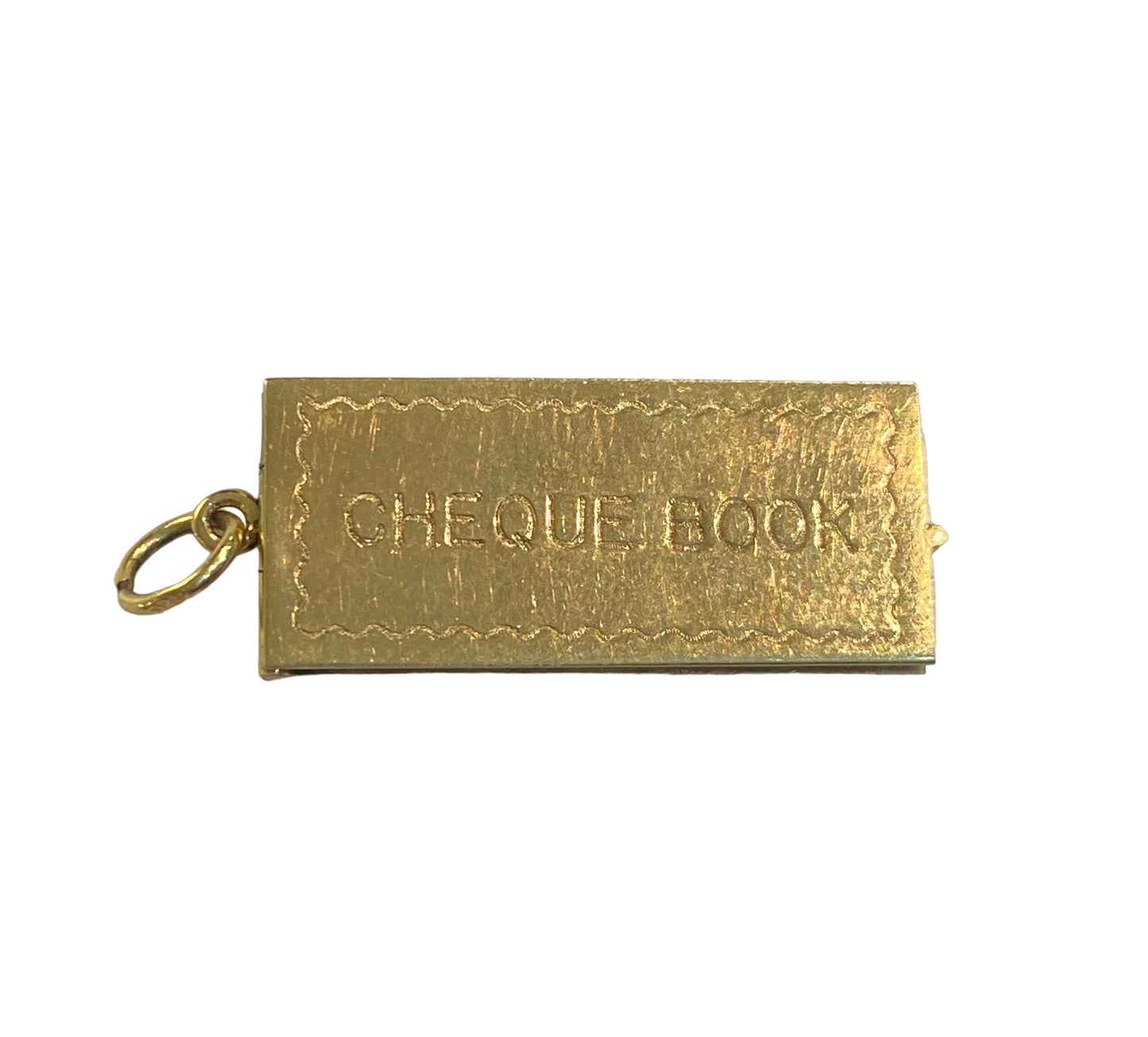 9ct vintage cheque book charm opening circa 1963