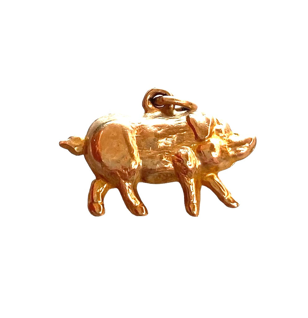 9ct vintage pig charm circa 1950s Hollow