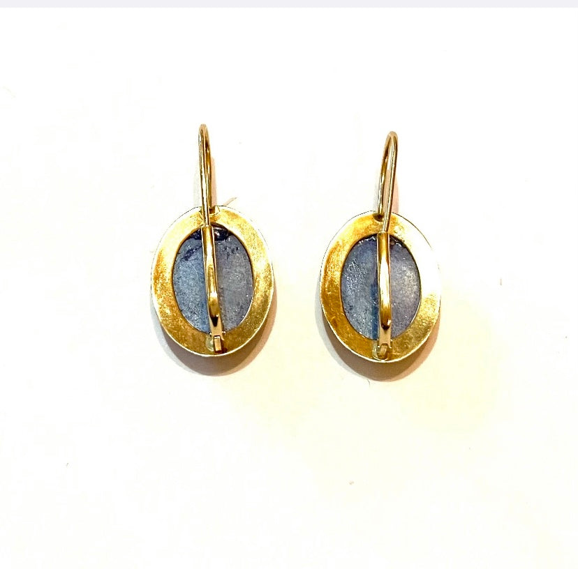 14ct 585 pre owned large lapis lazuli drop earrings