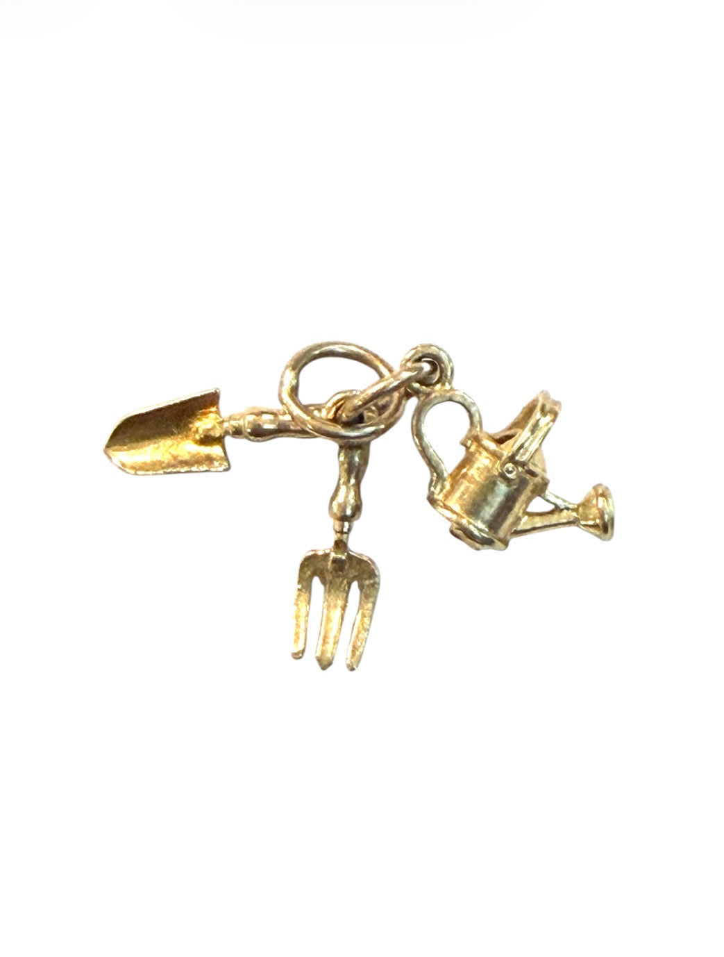 9ct vintage gardening tools charm 1.42g