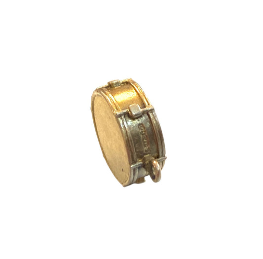 9ct vintage drum charm, circa 1960 3.3 g solid gold