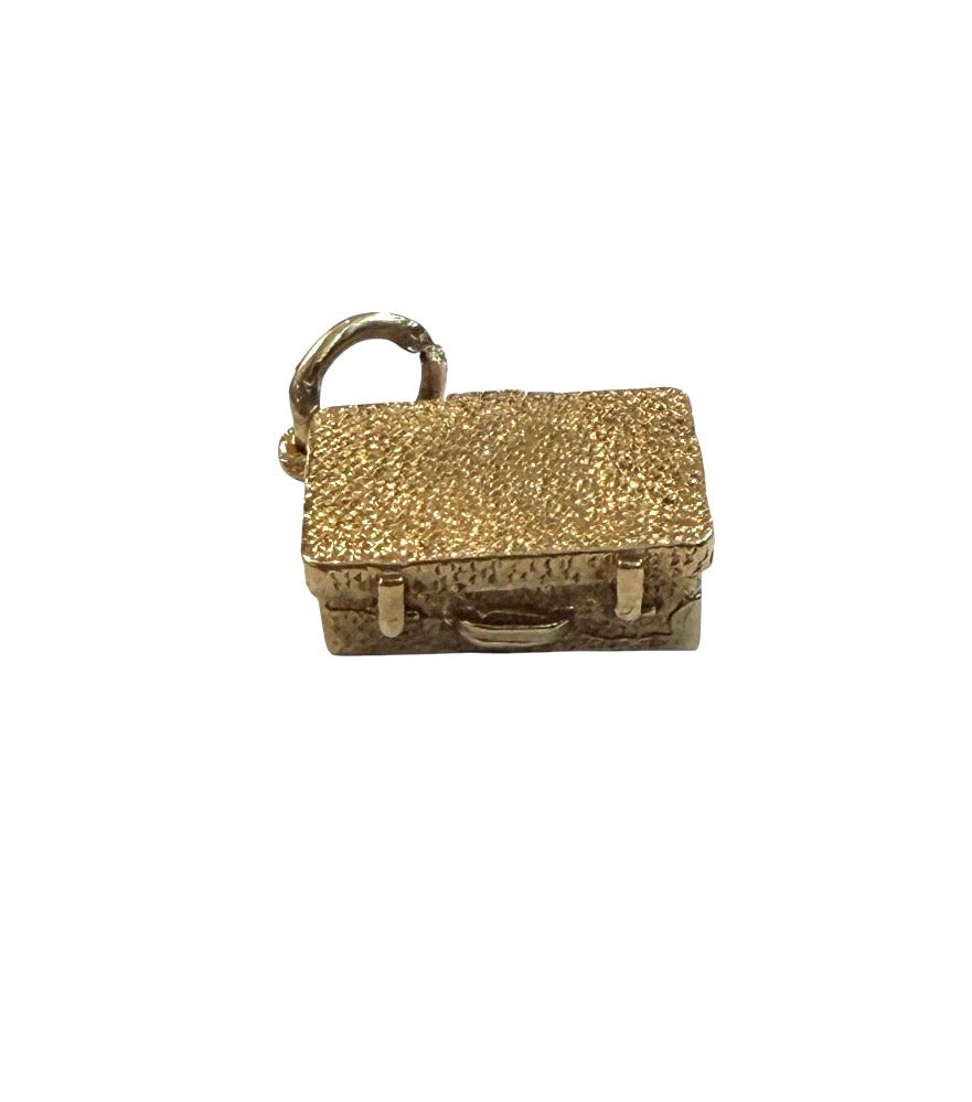 9ct vintage brief case charm with a jewel inside 2.9g