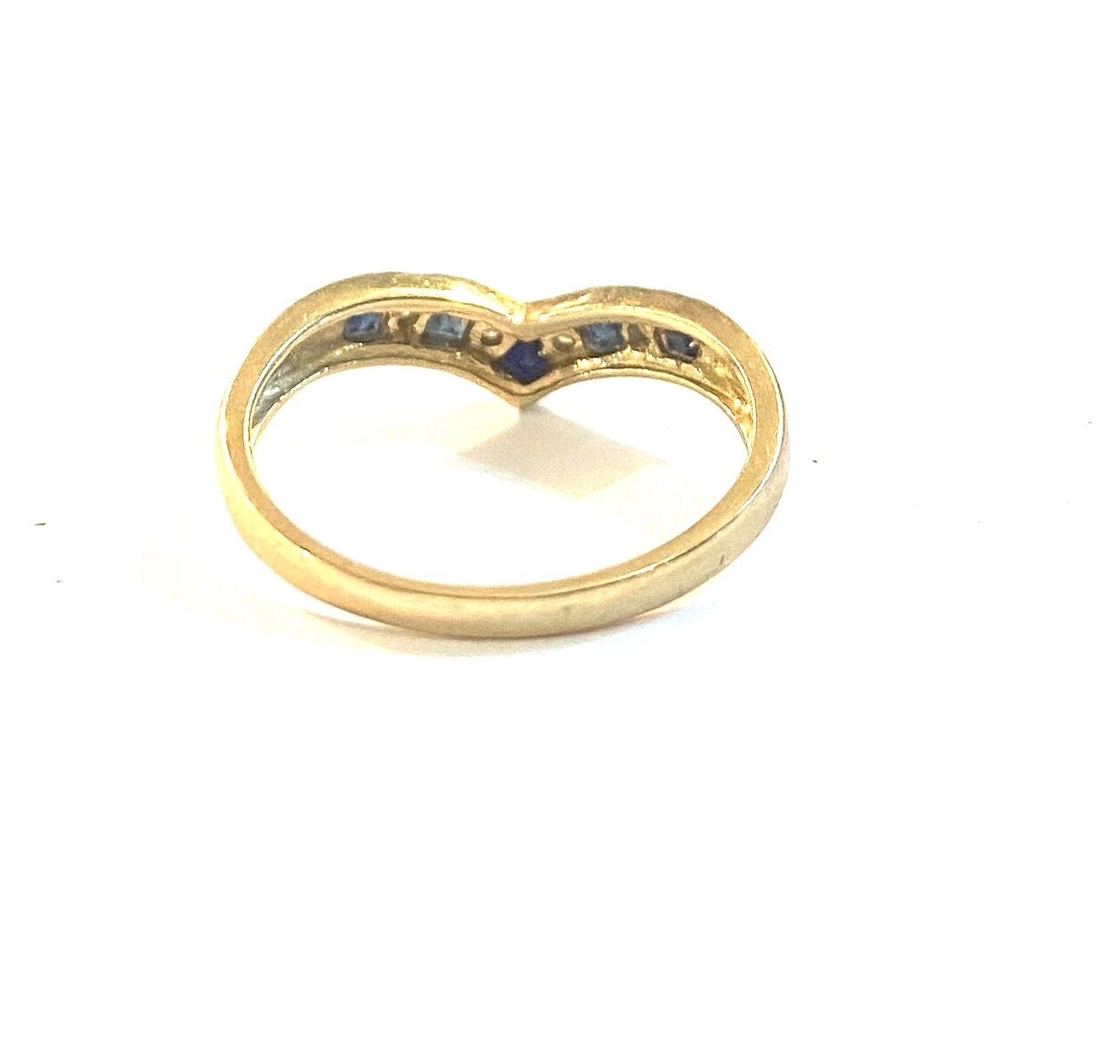 9ct vintage /preowned sapphire and diamond wishbone ring size P