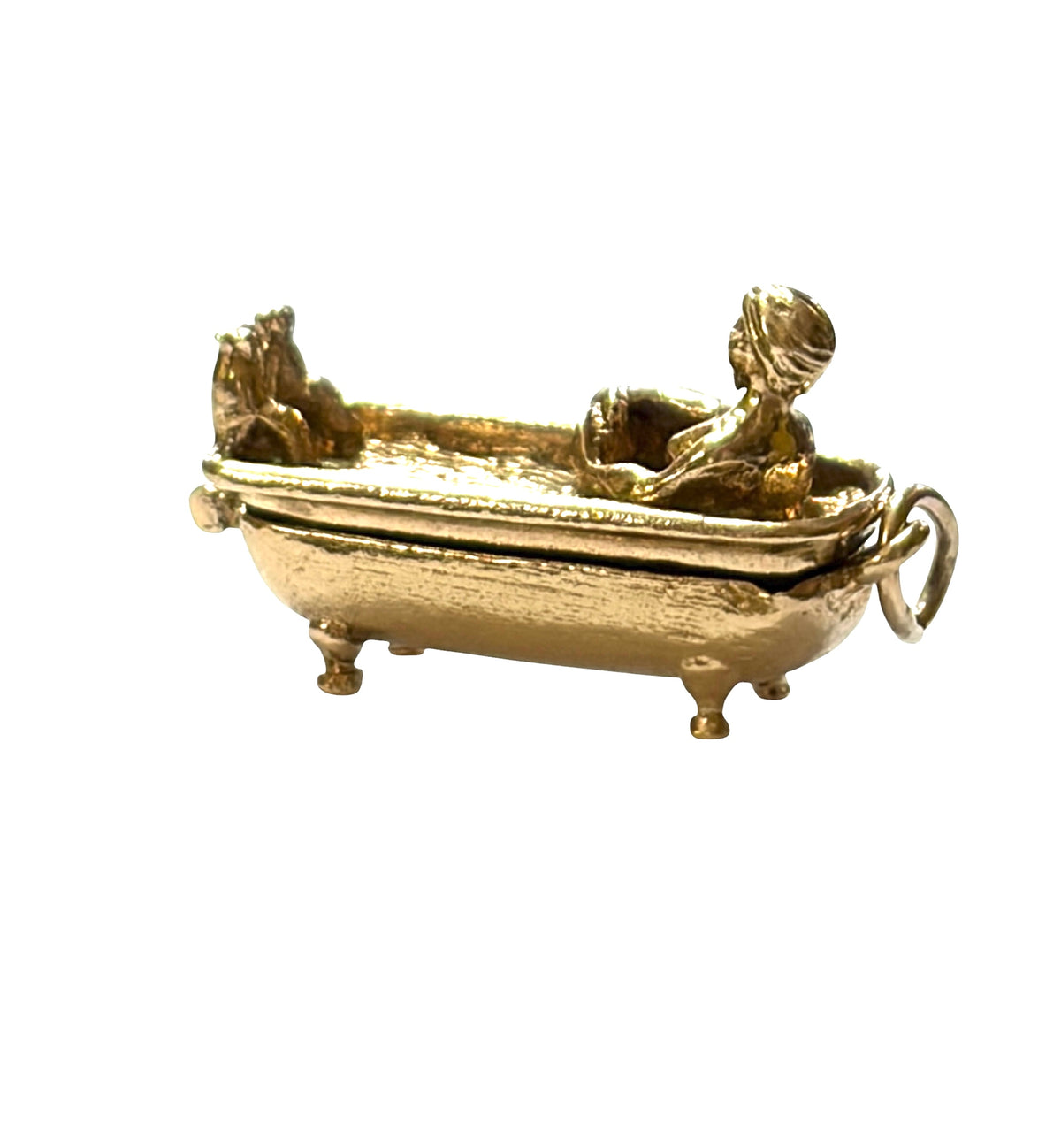 9ct vintage opening bath tub charm. Circa 1977 London