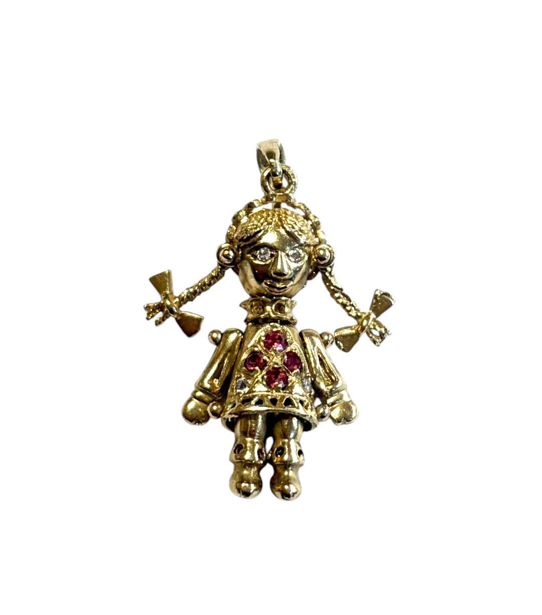 9ct vintage doll charm / pendant   9ct rug rat charm articulated