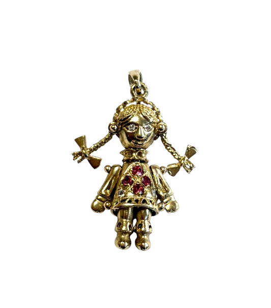 9ct vintage doll charm / pendant   9ct rug rat charm articulated