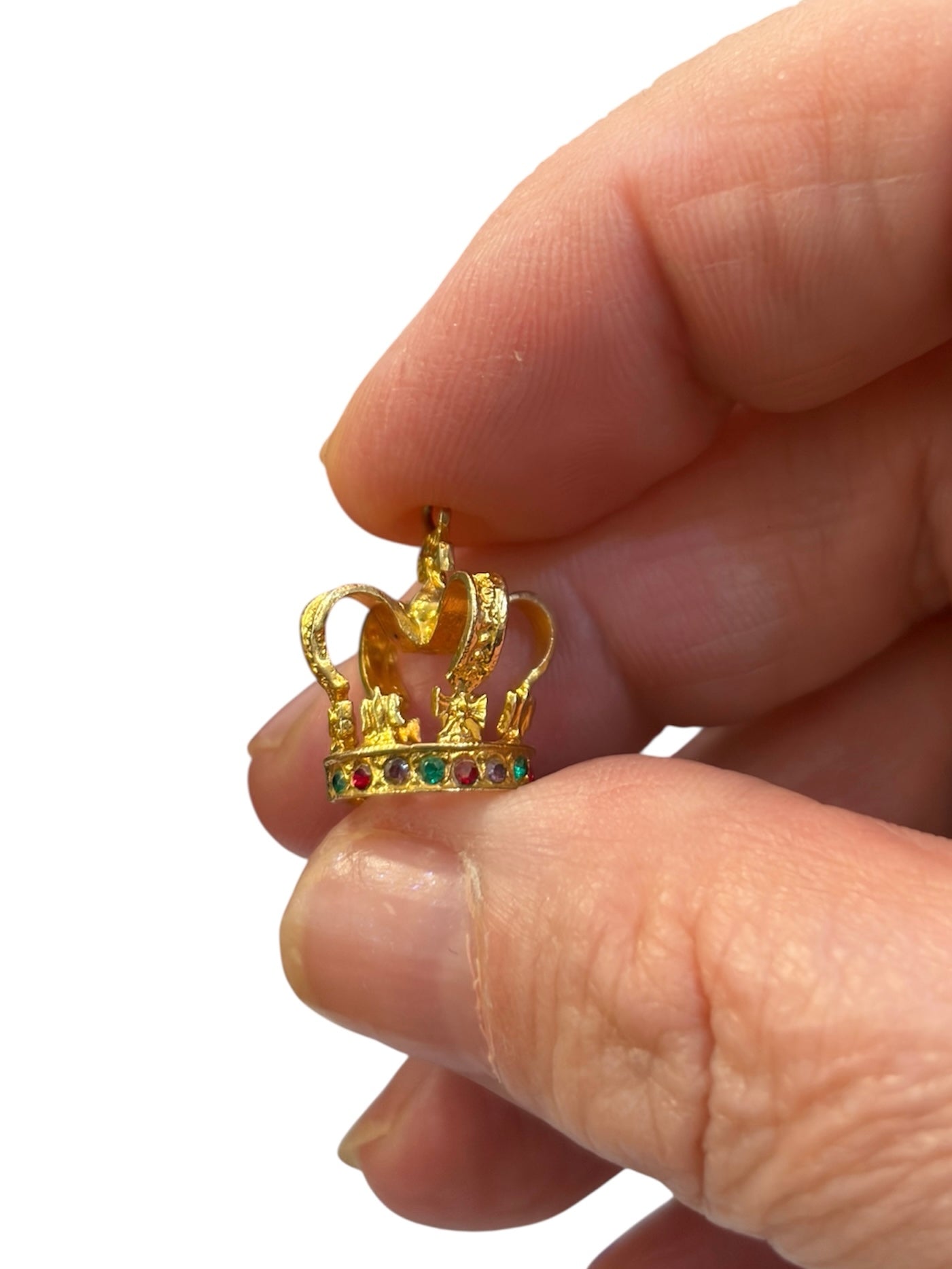 9ct vintage crown charm, yellow gold