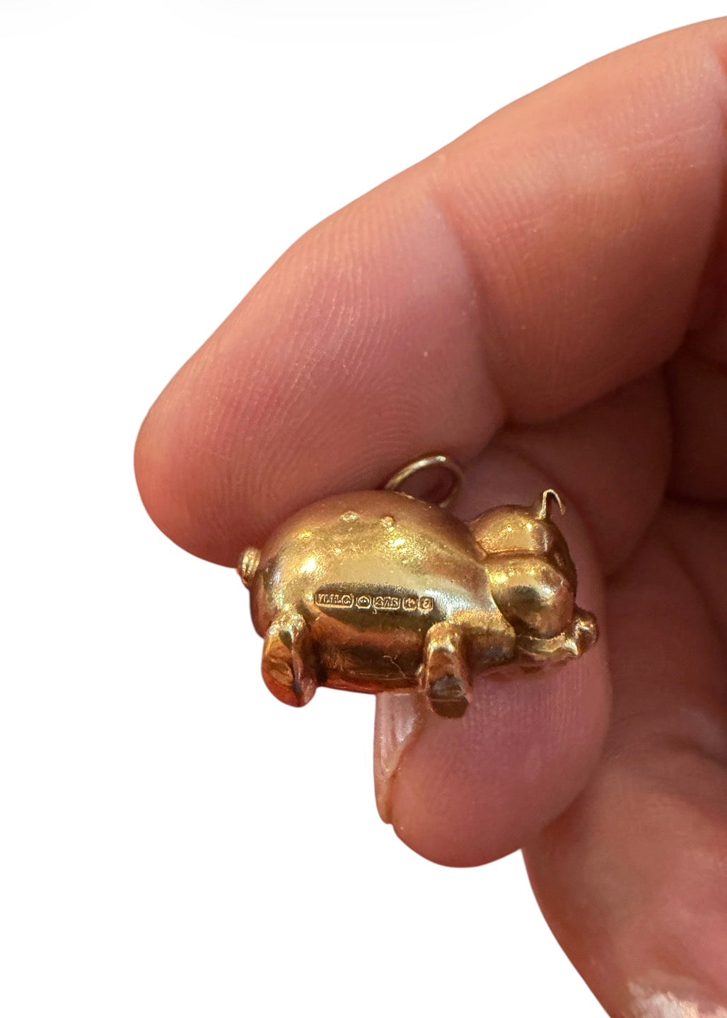 9ct vintage pig charm, circa 1979 by WHC 1.48g Hollow.