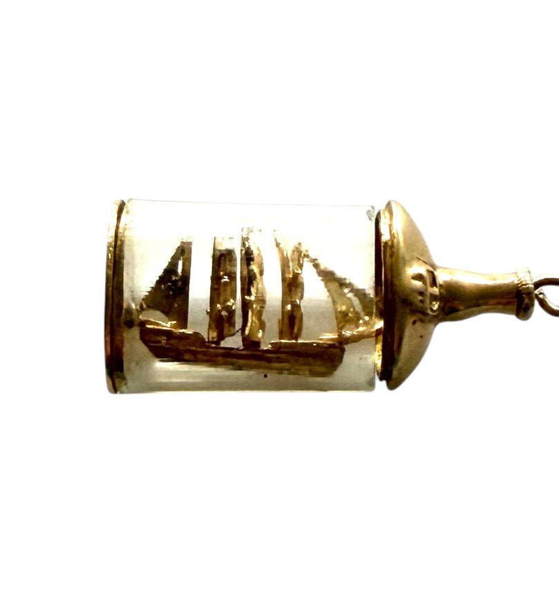 9ct vintage ship in bottle charm, circa 1971 by FM