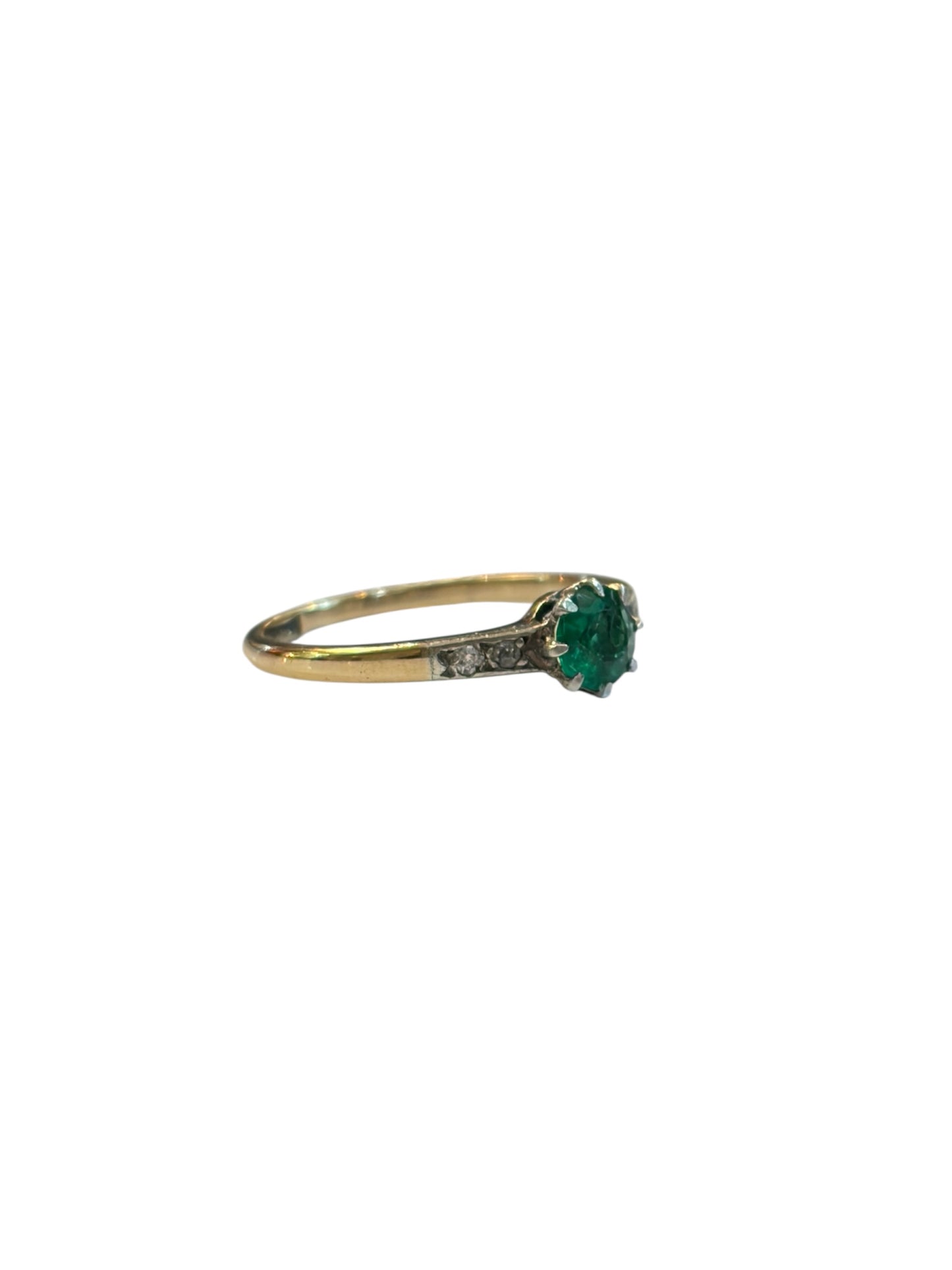 18ct antique Emerald and Diamond ring size M 1/2