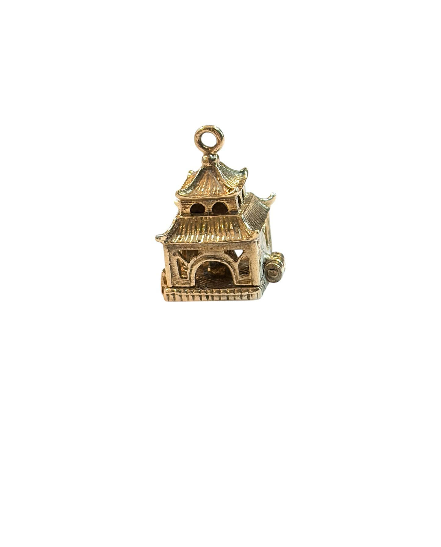 9ct vintage buddist temple charm with buddha inside 4.10g