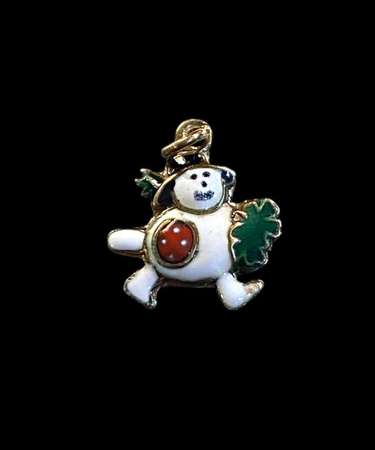 14ct 585 vintage charm. enamel snowman. rare charms