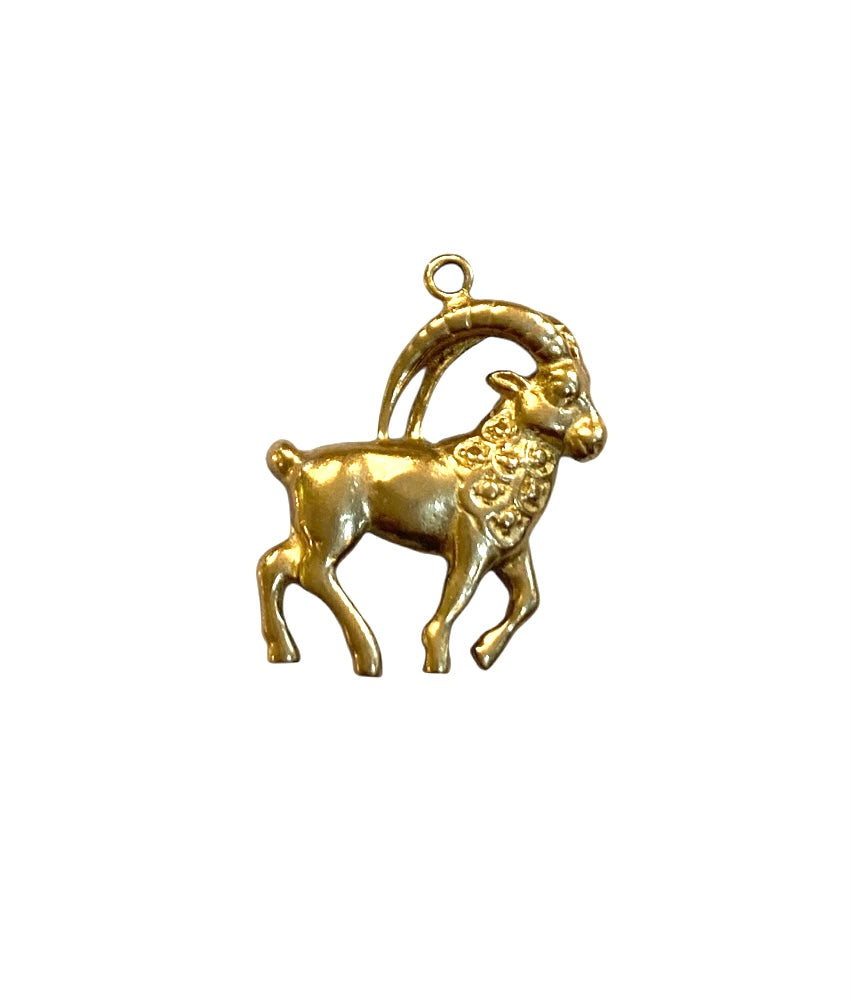 9ct vintage charm, Goat charm, mountain goat charm, CAPRICORN.