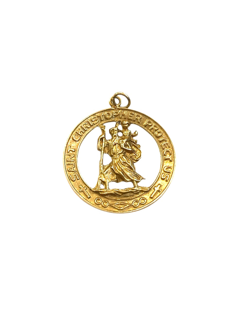 9ct vintage large St christopher charm / pendant circa 1966 maker Fm 3.0g