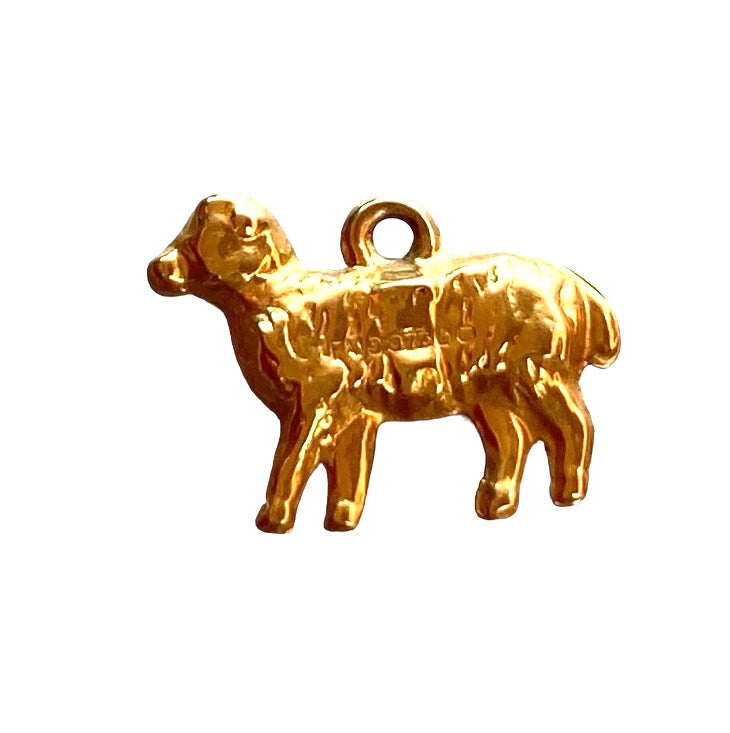 9ct vintage small sheep charm circa 1963. Hollow