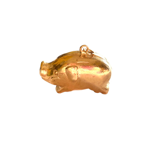 9ct vintage large pig charm . circa 1967 (2.6g) hollow