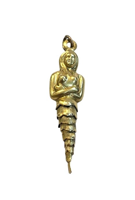 9ct vintage mermaid charm, articulated 1.5g