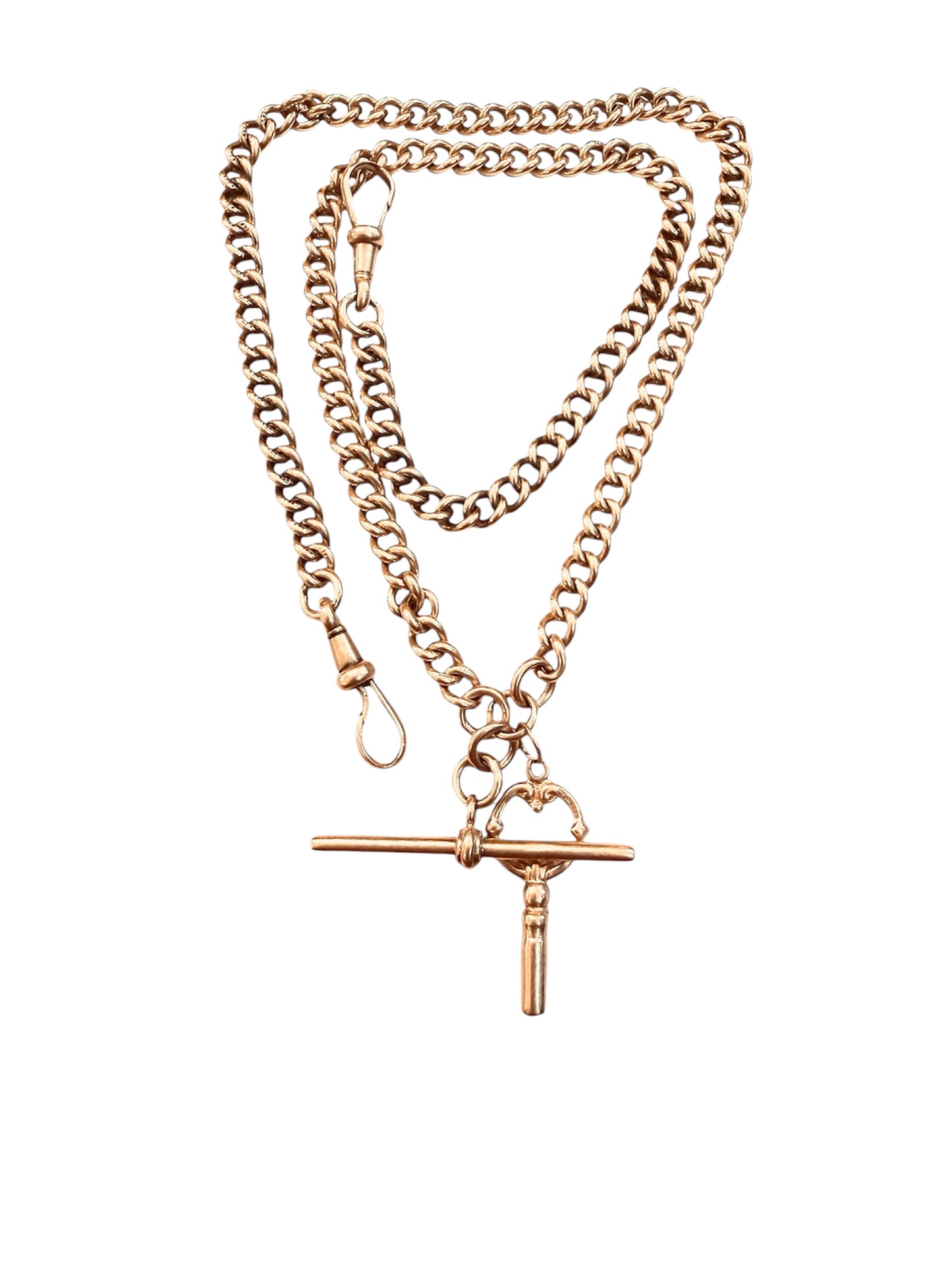 9ct antique rose gold Albert chain. 21 inch long 42.27g