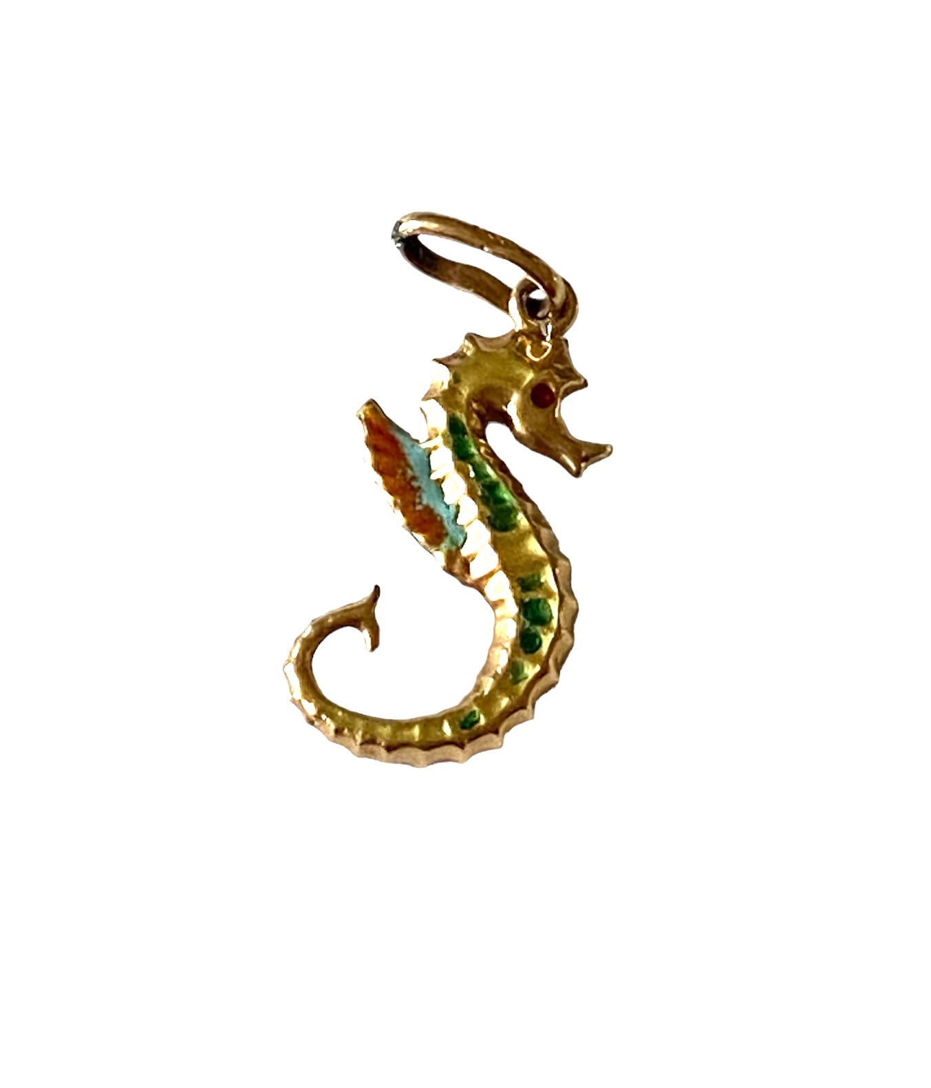 18ct 750 enamel seahorse charm / pendant