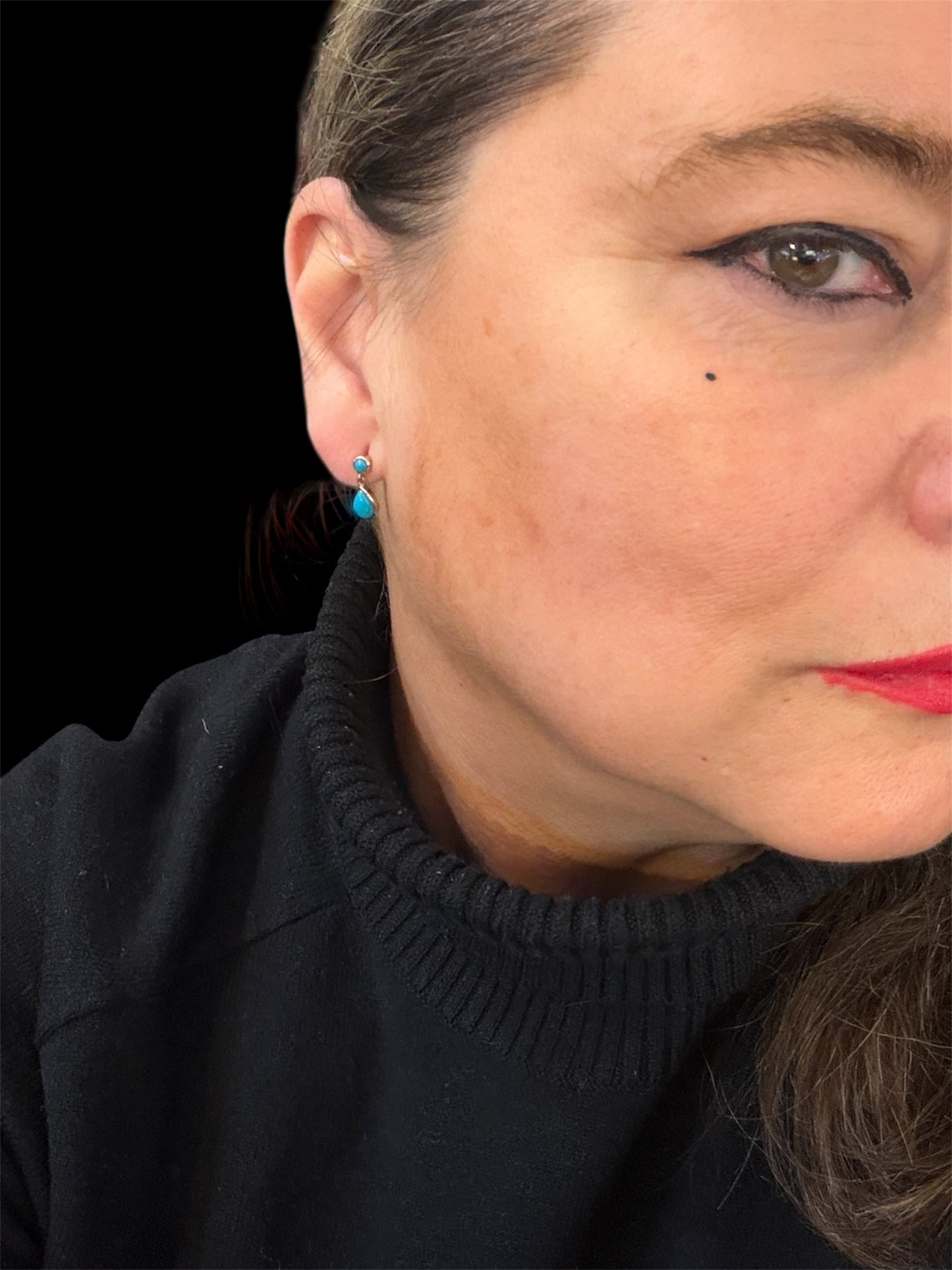 9ct vintage turquoise drop earrings . small