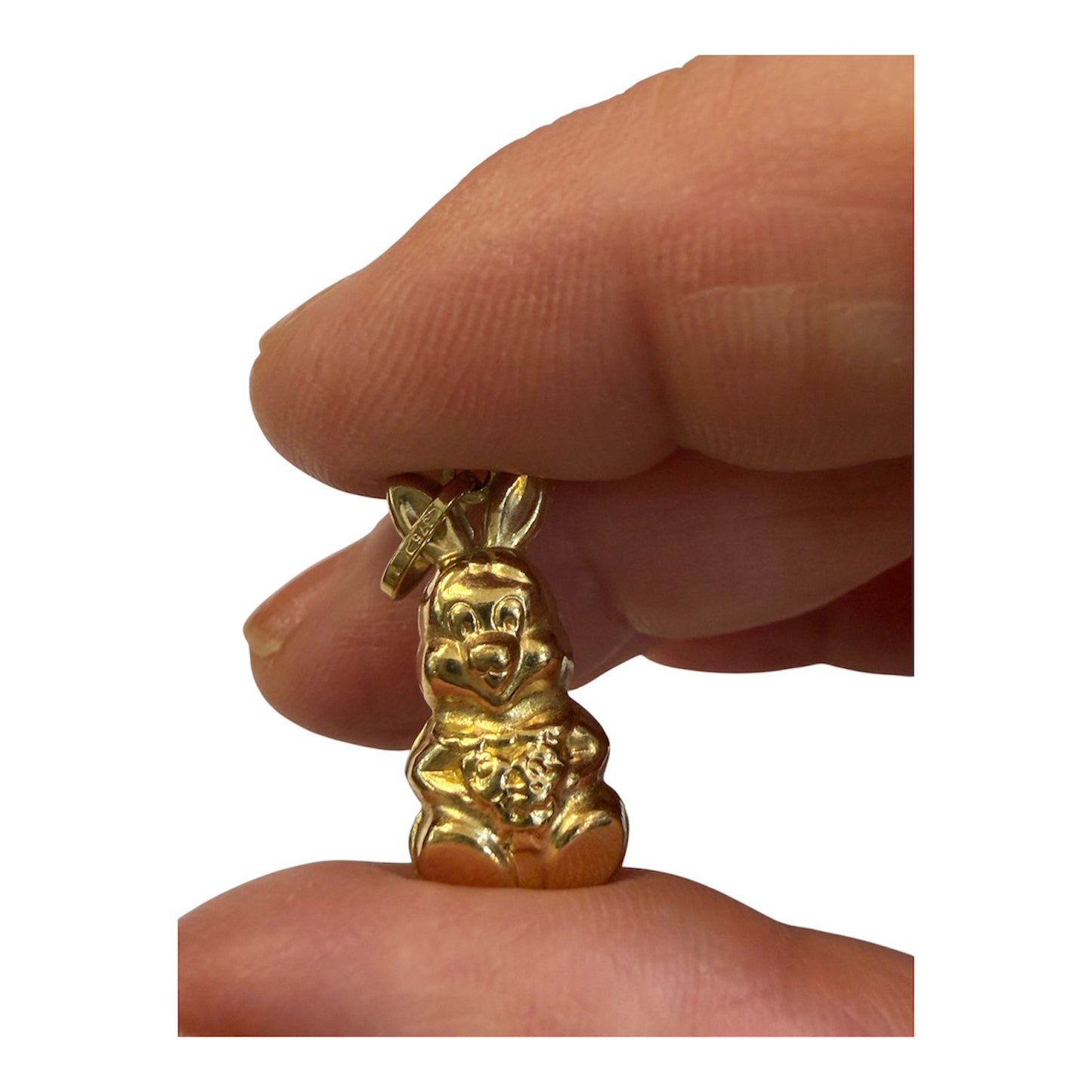 9ct preowned rabbit charm. hollow