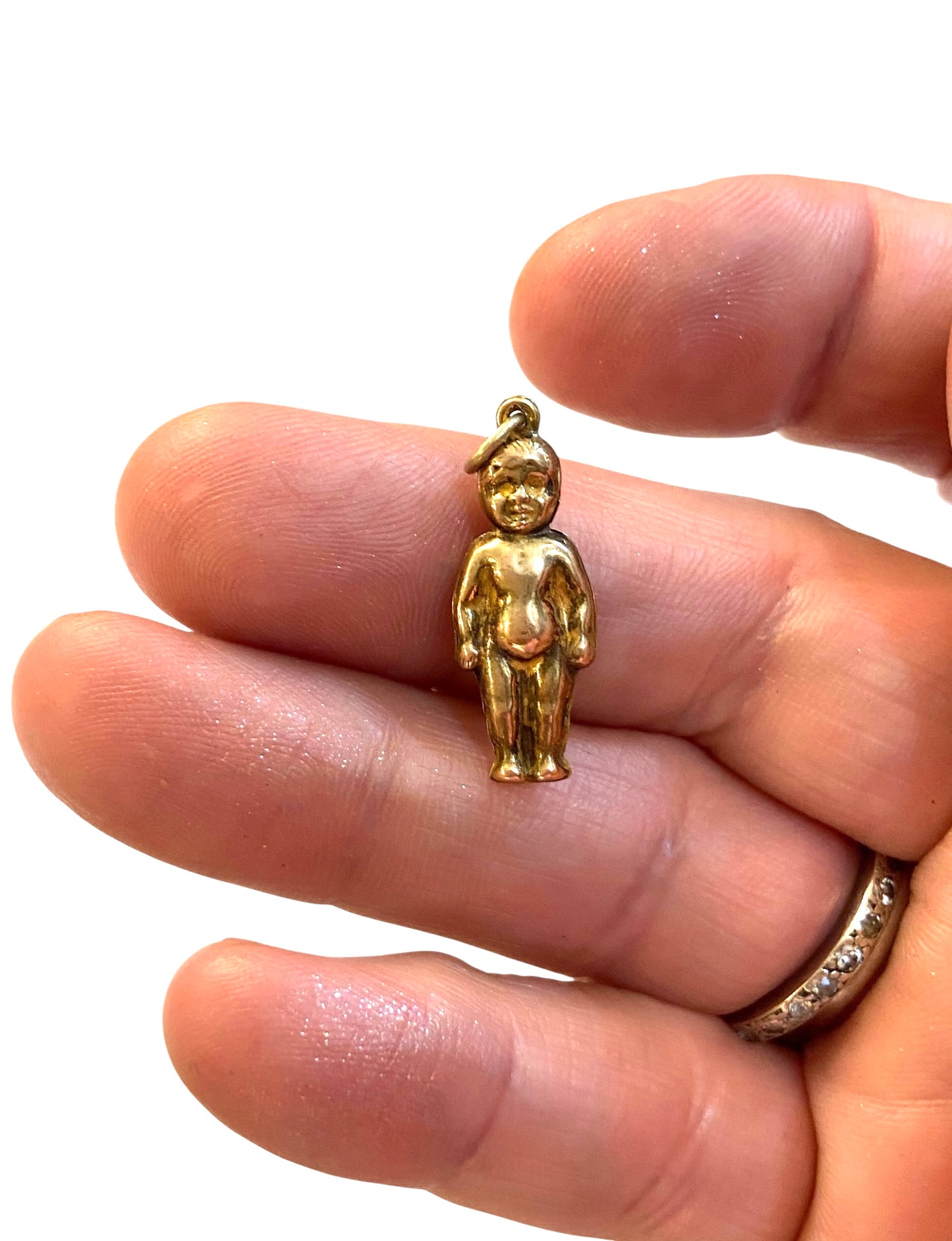 9ct antique charm , pudding doll or kewpie