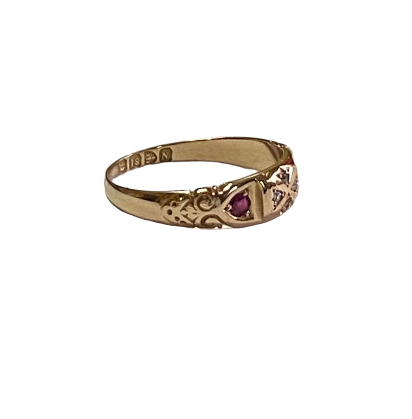 18ct antique ruby and diamond ring circa Chester 1831
