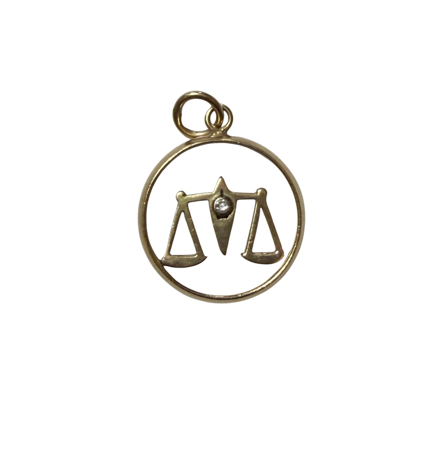 9ct vintage Libra / scales of justice charm / pendant circa 1984 2.71g