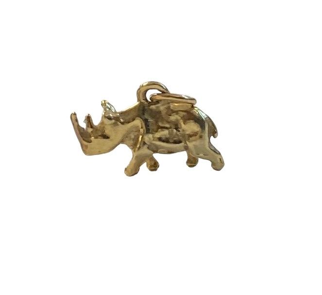 9ct vintage gold rhinoceros charm solid gold 2.2g