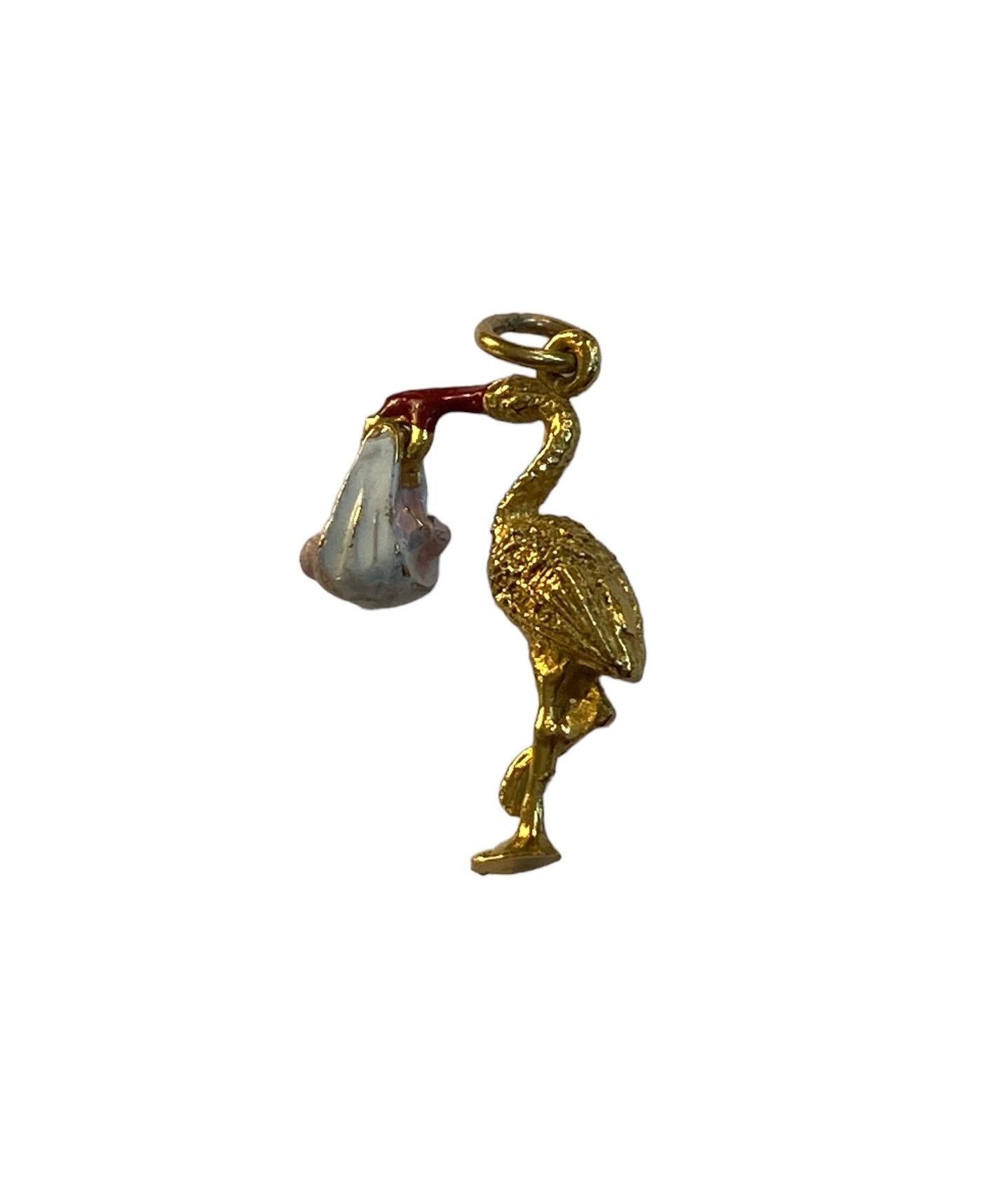 9ct vintage stork and baby charm by Georg jensen  circa 1973