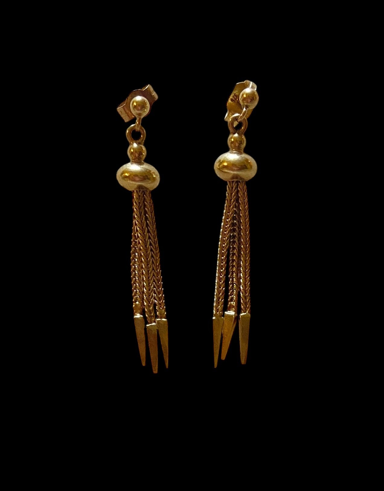 9ct pre owned tassel drop earrings