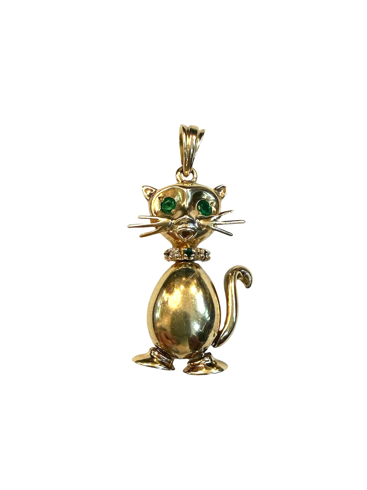 9ct vintage cat charm / pendant, articulated 7.11g