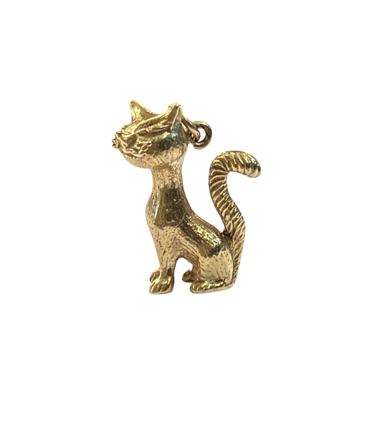 9ct vintage cat charm, large and heavy circa 1970s 10.58g