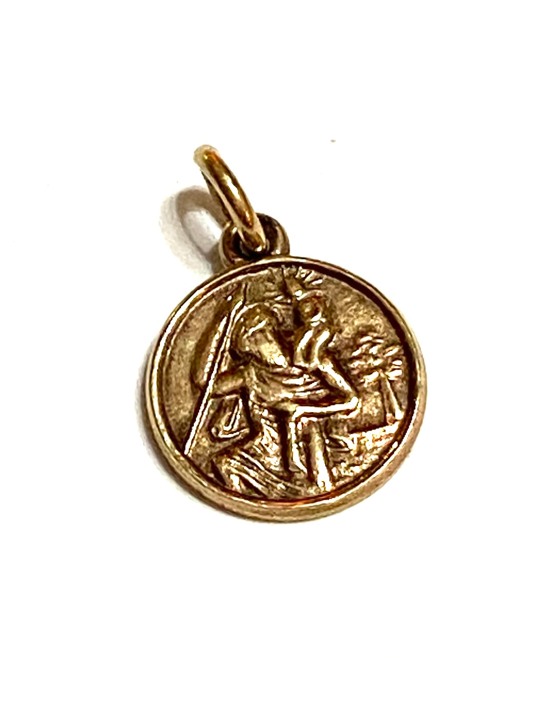 9CT VINTAGE ST CHRISTOPHER CHARM VERY VERY SMALL !! CIRCA 1963