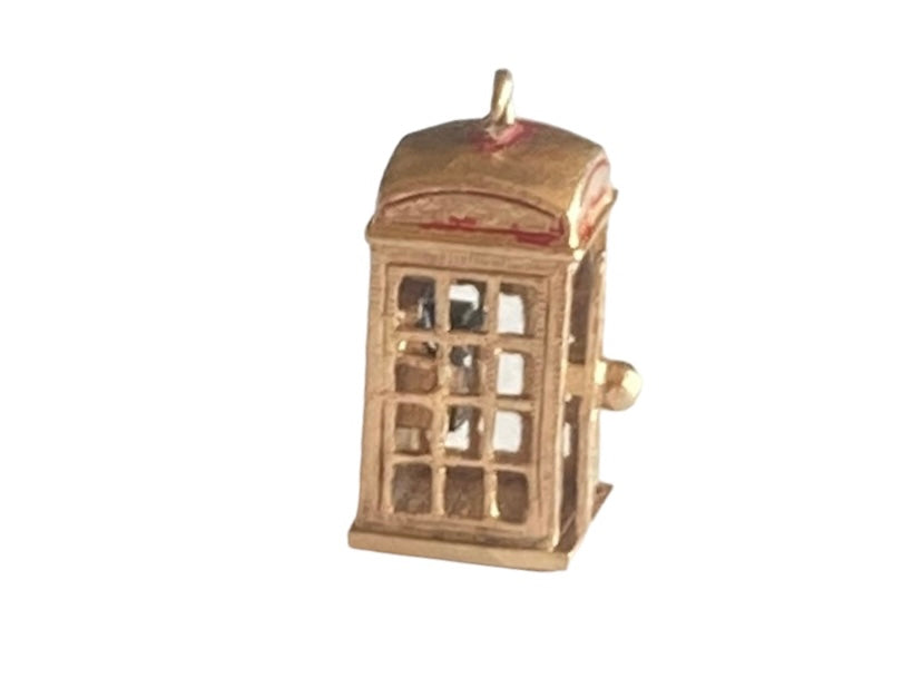 9ct vintage telephone box opening charm circa 1964