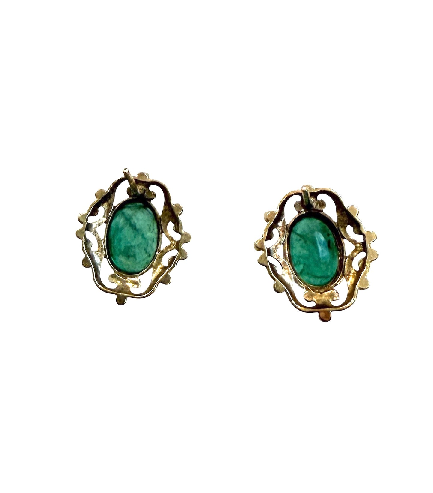9ct emerald and gold std earrings