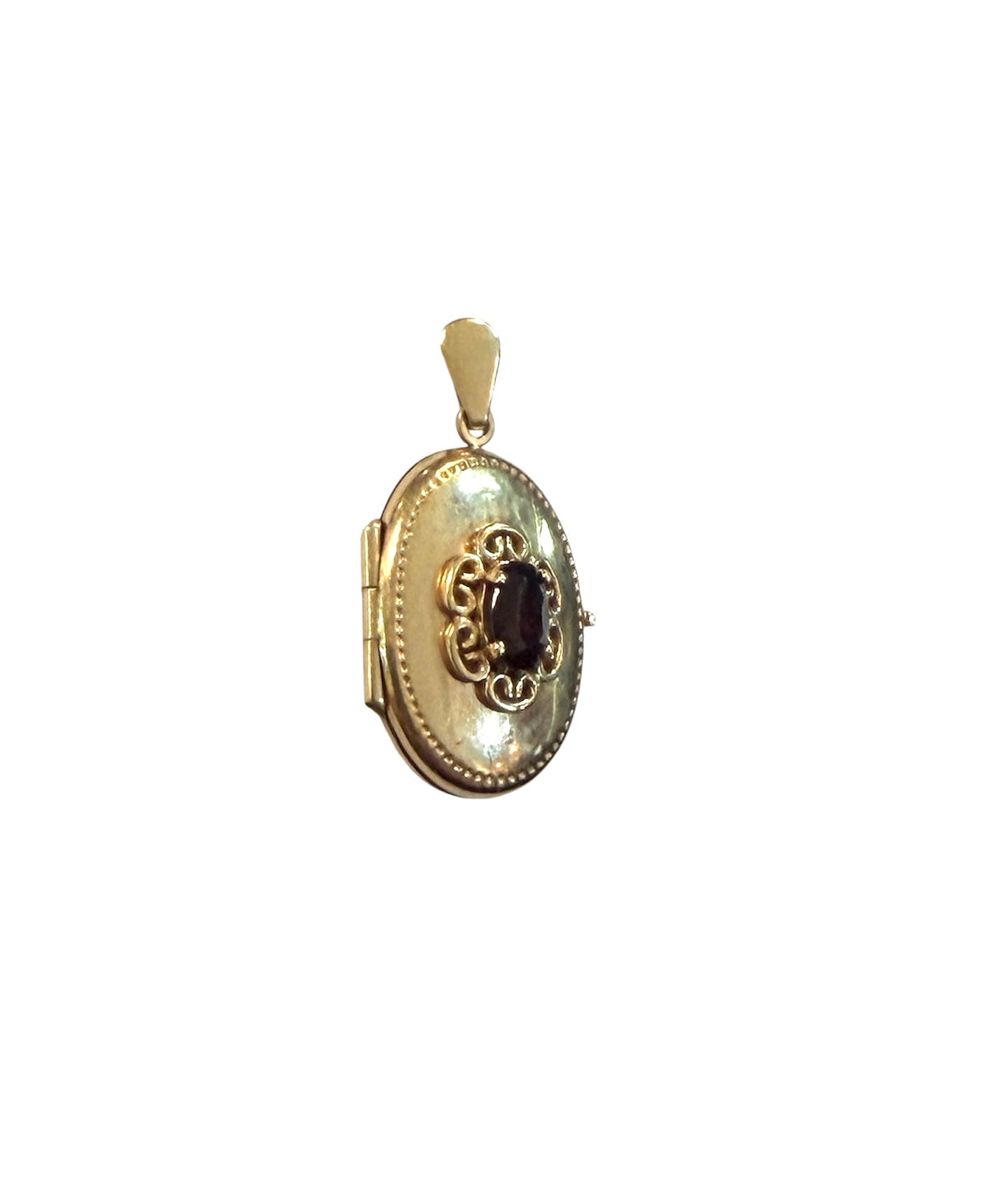 9ct vintage locket with red stone circa 1978