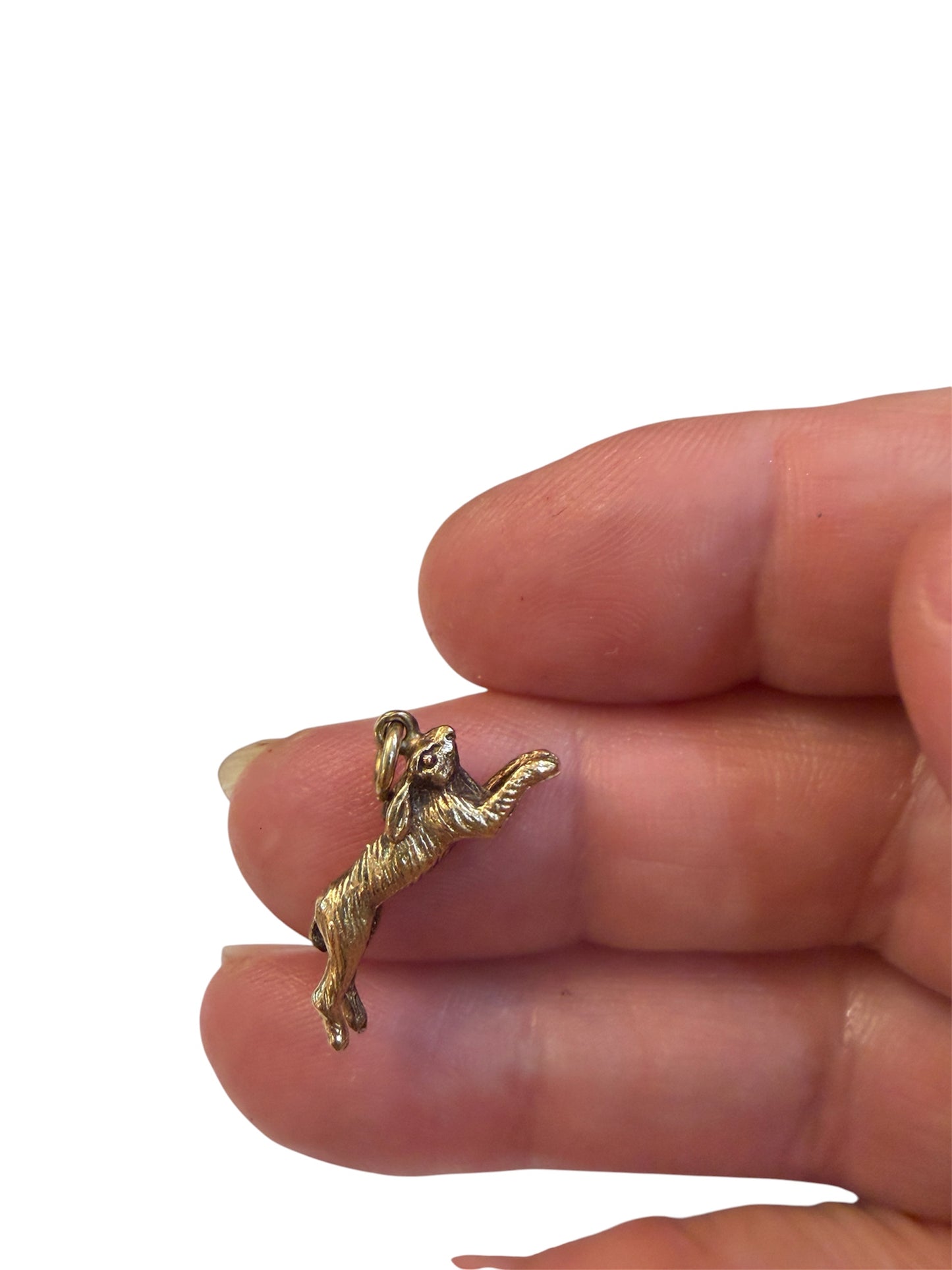 9ct vintage running hare charm, circa 1979 london by G&T