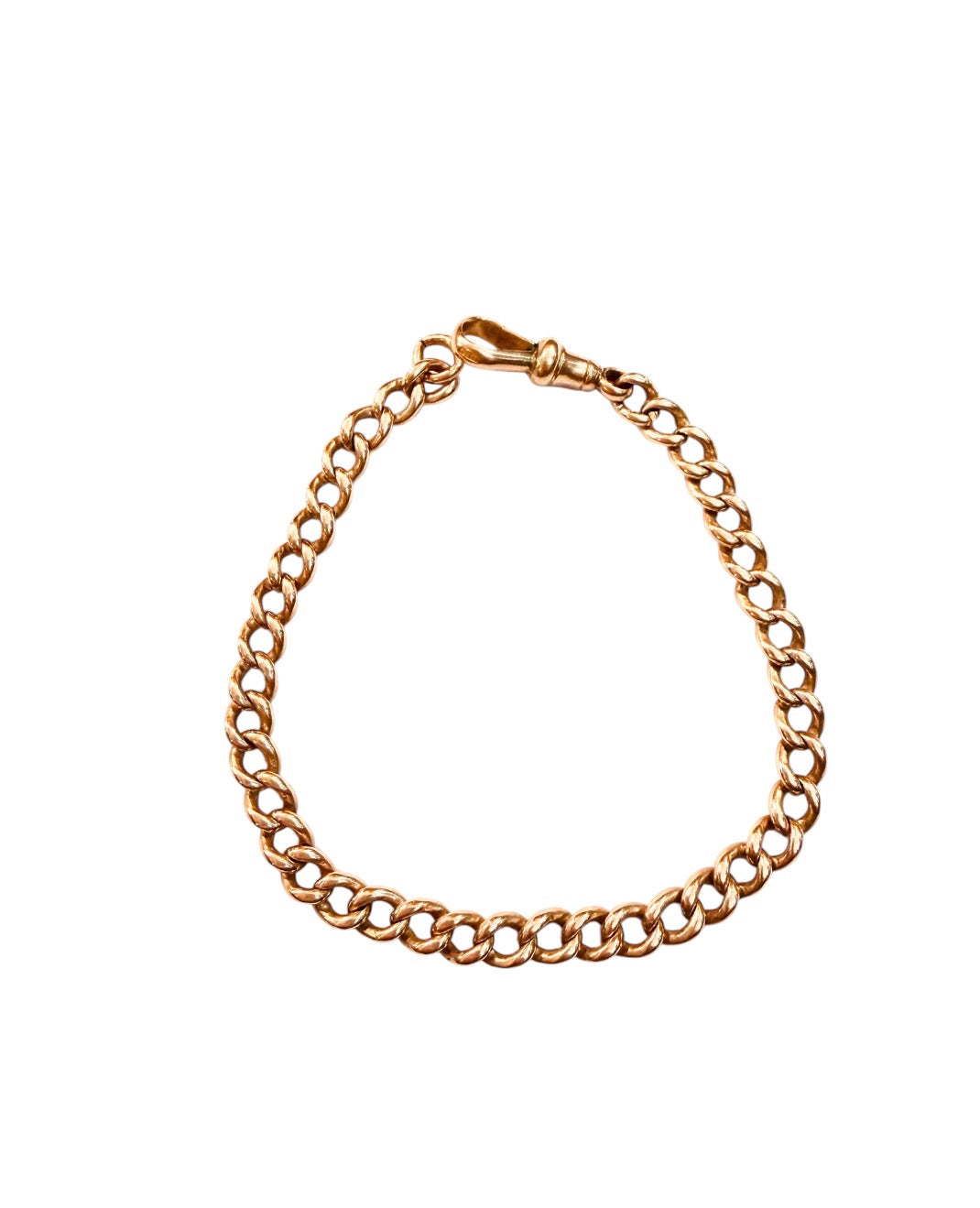 9ct antique rose gold charm bracelet 14.50g curb link