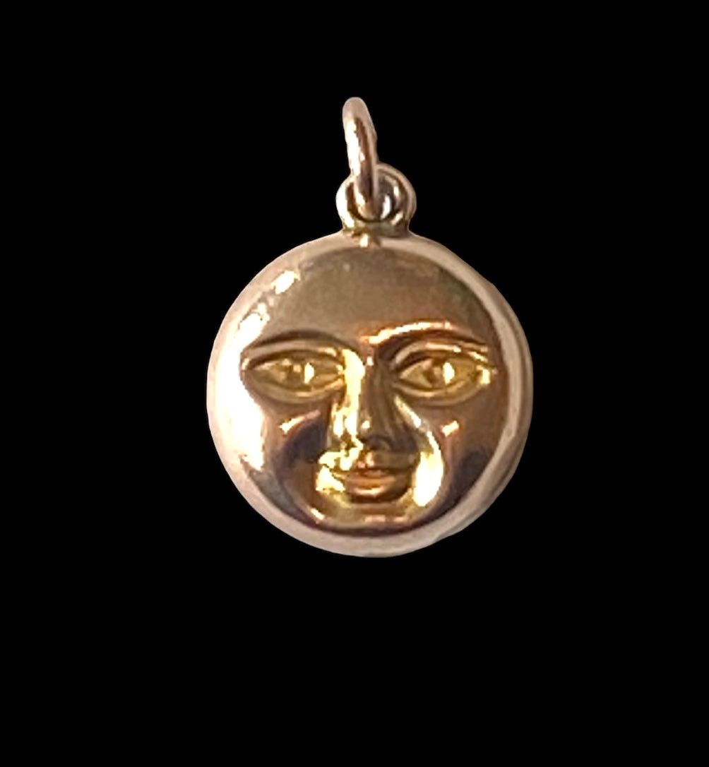 9ct vintage rose gold sun charm . happy on one side sad on the other