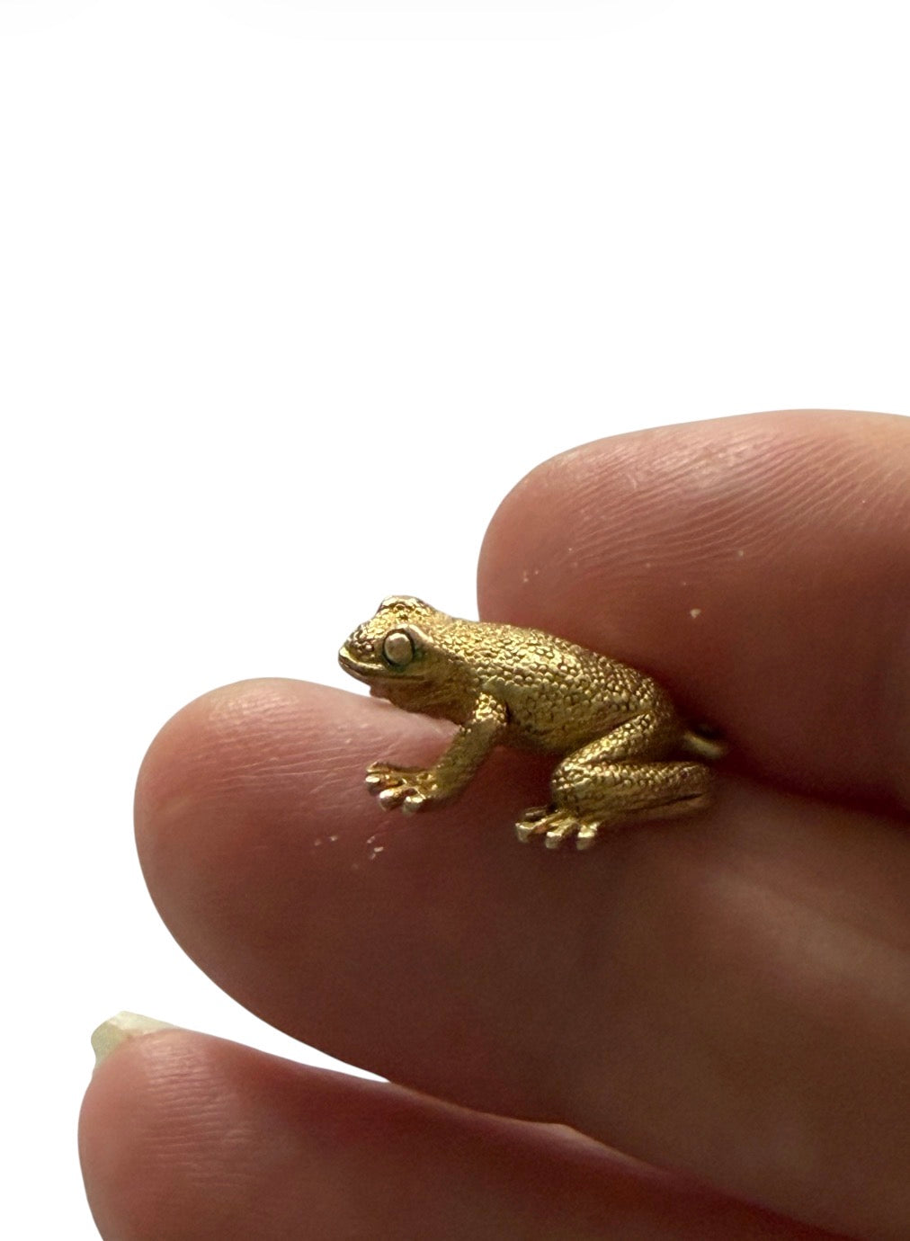 9ct vintage frog charm, citca 1960, solid gold 4.01g