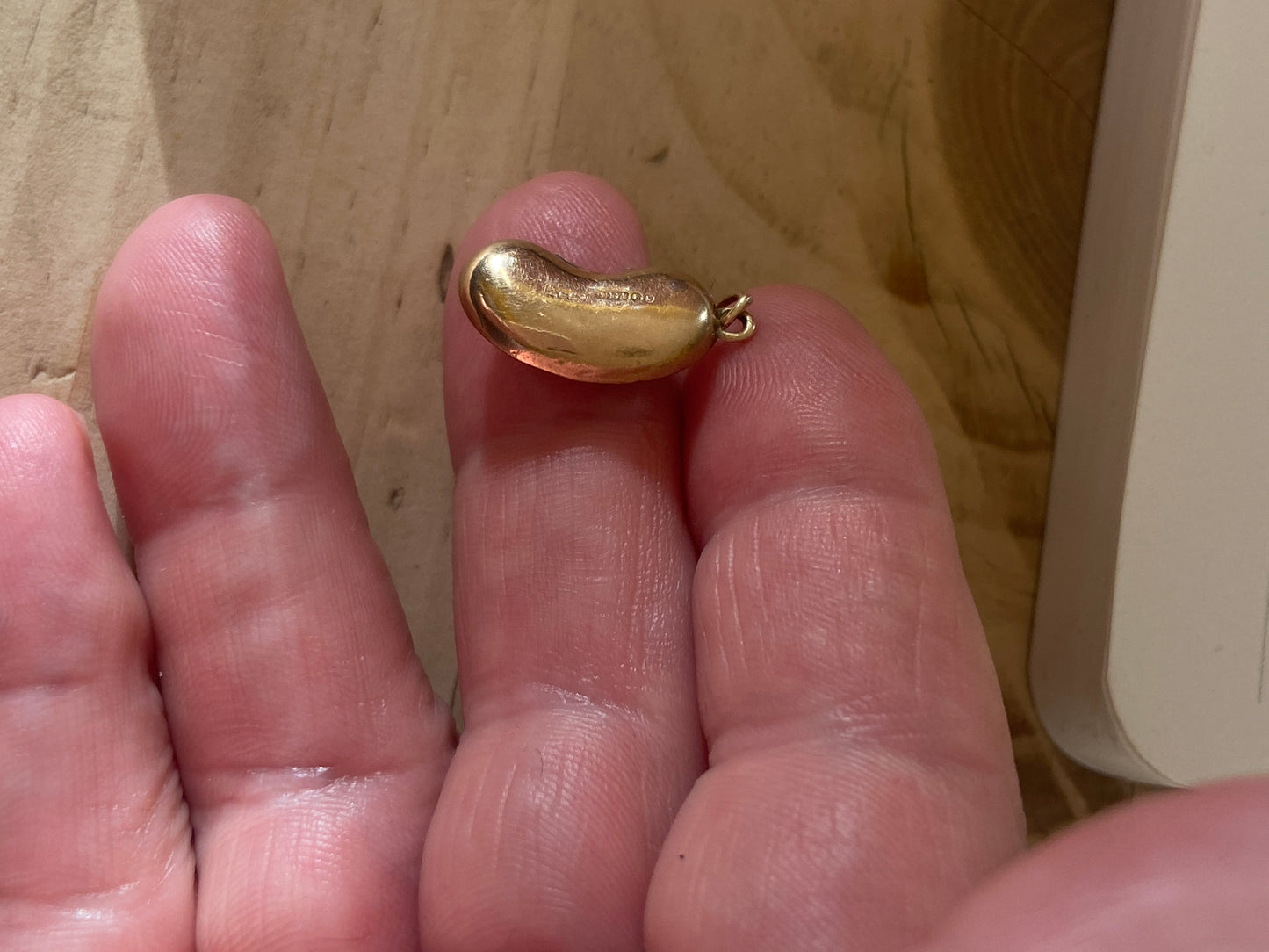 9ct vintage lucky bean charm circa 1957 London. Hollow