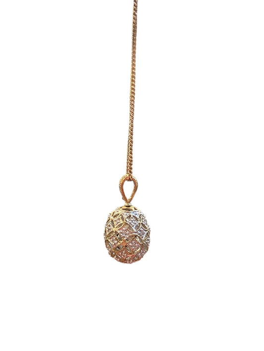9ct pre owned diamond egg pendant and chain