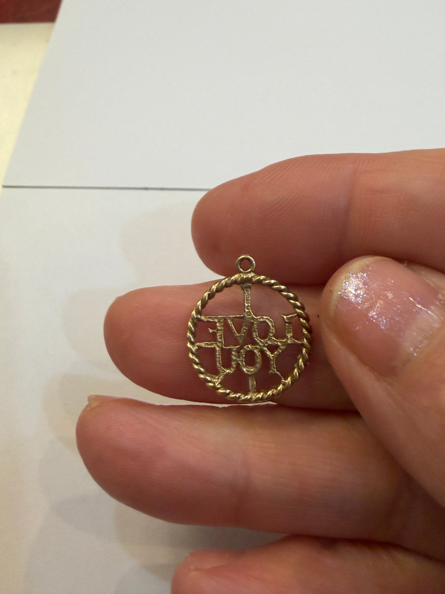 9ct vintage 'i love you charm' circa 1984