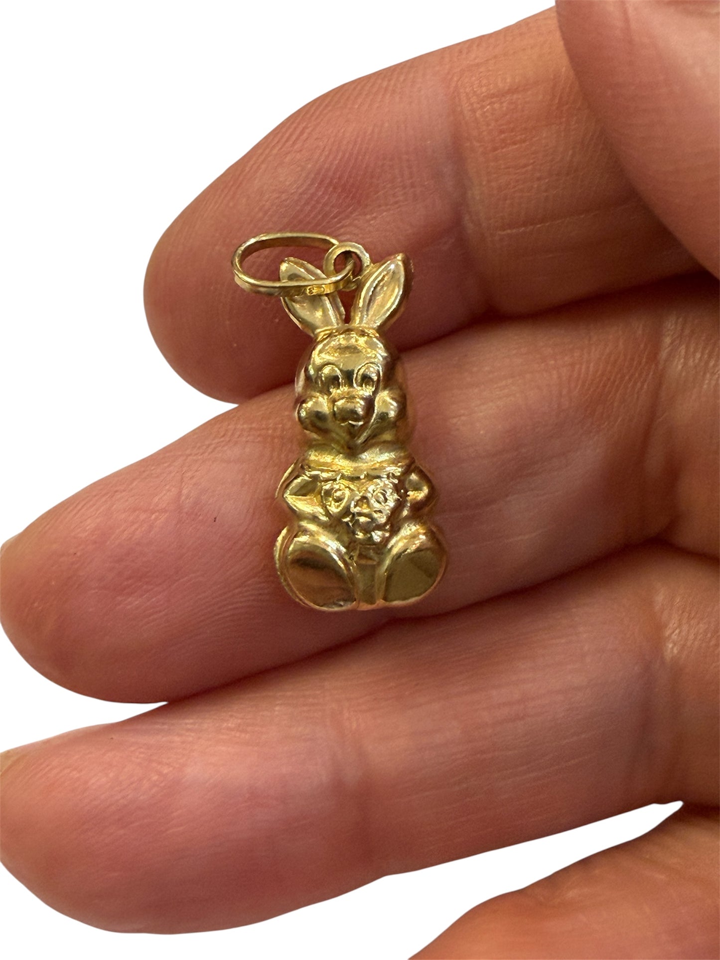 9ct preowned rabbit charm. hollow
