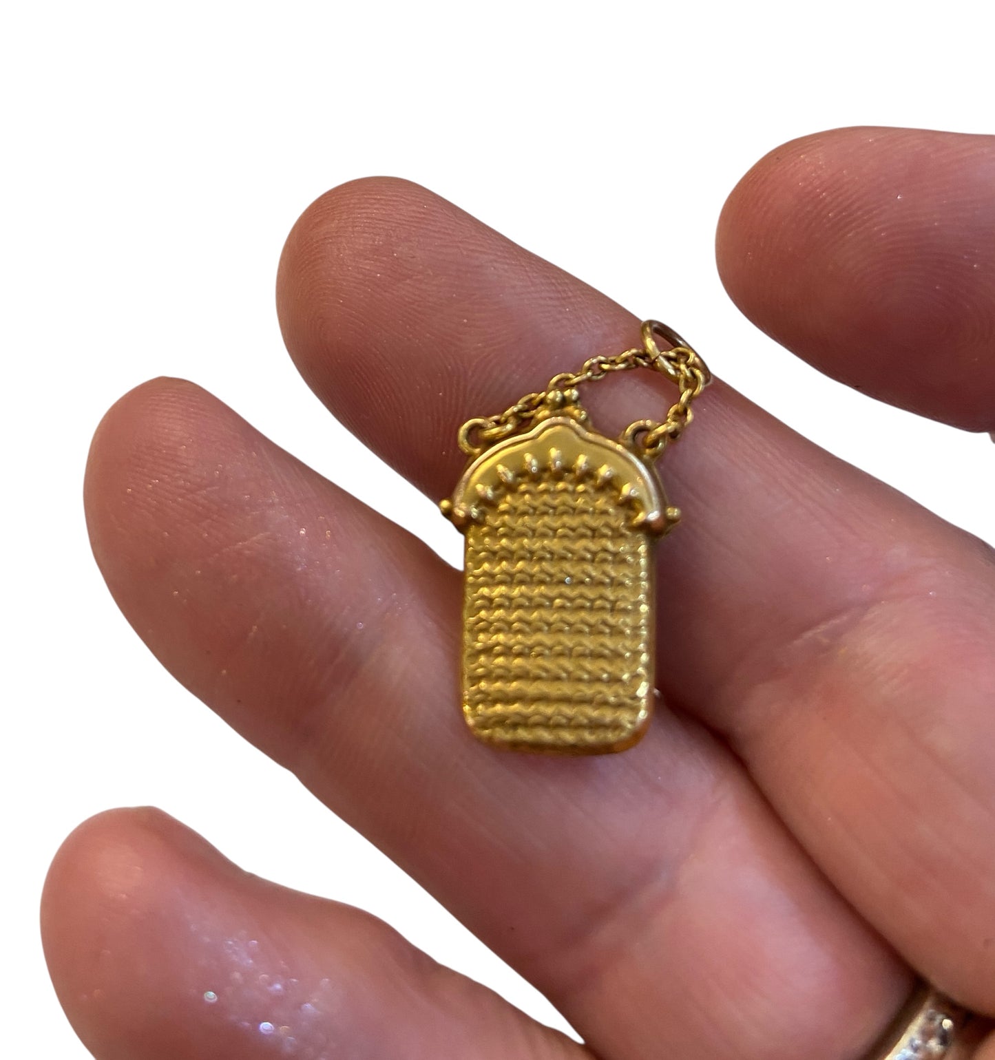 9ct vintage purse charm, mesh style purse charm
